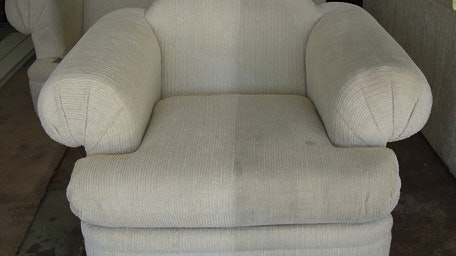 Single White Sofa Showing Before And After Results Of Upholstery Cleaning Services By Hi Tech Steamer